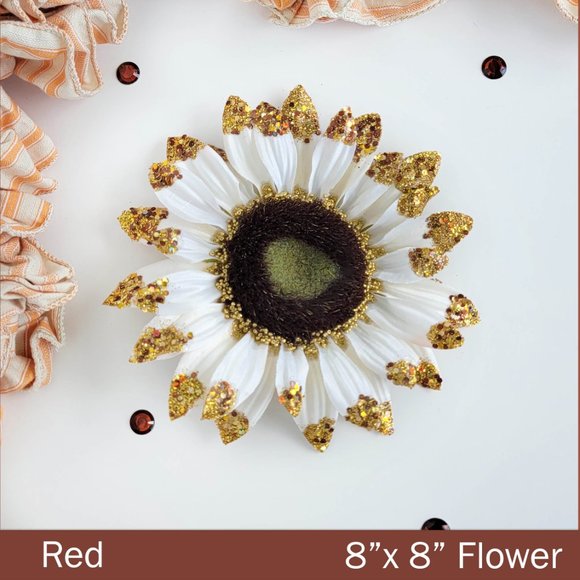 White Sunflower with Gold Glitter Handmade HOME decor - Picture 8 of 9